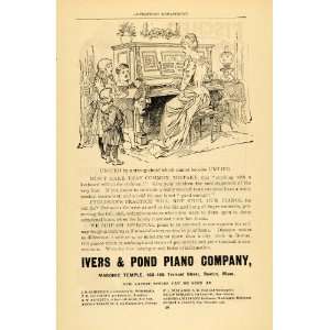  1891 Ad Ivers Pond Piano Childrens Practice Boston 