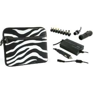   Case with AC and DC Adapter Charger Home / Car / Airplane   Zebra