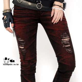   related items punk unisex bloodycat rock destroyed ripped jeans s m l