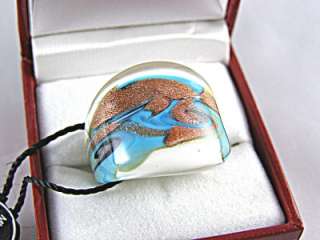 Murano Glass Ring Made in Italy 24k Gold Inlaid in Glass Size 6.5 List 