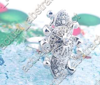wholesale10pcs crystal rhinestone argent huge ring free  