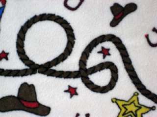 WESTERN COWBOY HAT BOOTS ROPE MINKY SEWING FABRIC 30x36  