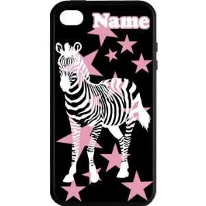  Add Your Name Pop Zebra: Custom Rubber iPhone 4 & 4S Case 