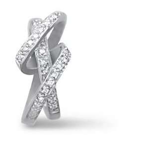  .22CT Ladies Pave Set Diamond Loop Fashion Ring: Jewelry