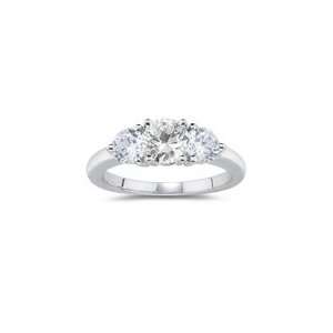   Diamond & 0.93 Cts White Sapphire Ring in 14K White Gold 3.0 Jewelry