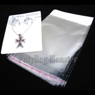 50 SETS WHITE JEWELRY CARD BAG NECKLACE DISPLAY 9X13cm  