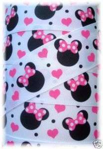 OH MY BIG MINNIE MOUSE GROSGRAIN RIBBON WH/PK BOW  