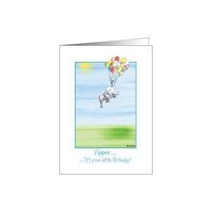   68th Birthday, cute Elephant flying with balloons Card Toys & Games