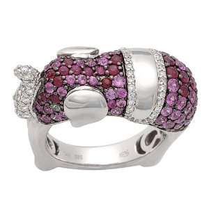   Gold Diamond Pink Sapphire Elephant Ring, Size 7 (0.47 cttw): Jewelry
