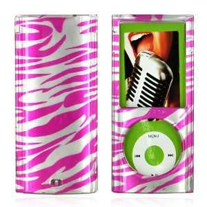  for iPod Nano 5 Hard Case Cover Pink Zebra Silver 