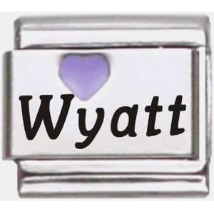 Wyatt Purple Heart Laser Name Italian Charm Link Jewelry