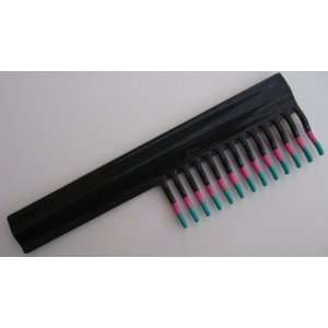  Black Wavy Hair Comb with Handle   Turquoise and Pink Tips 