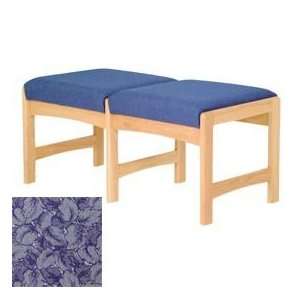  Bench   Light Oak/Blue Leaf Pattern Fabric Patio, Lawn & Garden