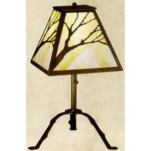   Lamp Beige Art Glass with Antique Copper Finish