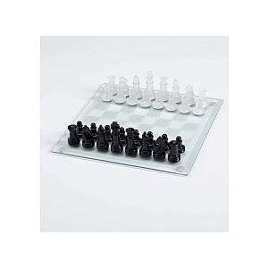   Games: Glass Chess Board with White and Clear Pieces: Toys & Games