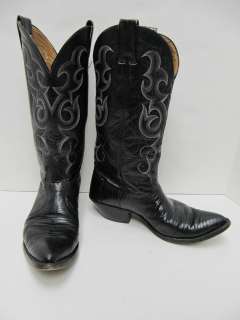 AUTHENTIC Nocona Boots Exotic Western Lizard Black Leather Cowboy Size 