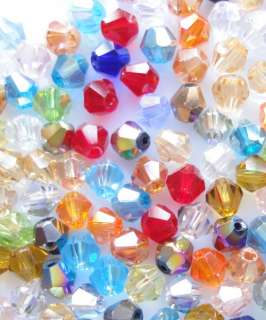 Free Shipping mix 4mm Glass Lots Bicone Loose Crystal Beads  