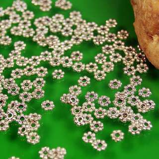 Great 1000PCS Silver plated daisy spacer beads 4mm Free  