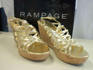 Rampage New Womens Bleecker Gold Wedge Sandals 8 M Shoes  
