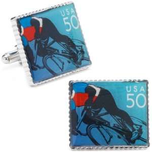  Blue Cycling Stamp Cufflinks CLI PB 3119 SL 2 Jewelry