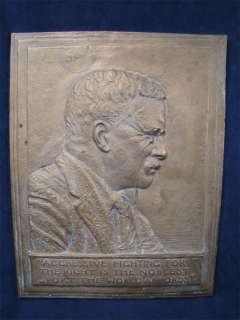 Vintage Bronze Fraser Wall Plaque Theodore Roosevelt  