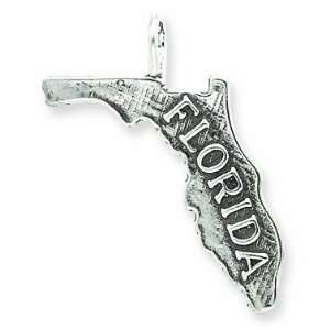  Sterling Silver Antiqued Florida State Charm Jewelry