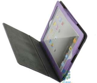 New Purple Fiber Leather Smart Folio Case Stand for iPad 2+Free Screen 