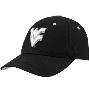  Zephyr West Virginia Mountaineers Black DH Metallic Logo Fitted Hat 
