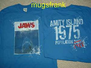 New Jaws Movie Dvd Cover Amity Island Shark T Shirt  