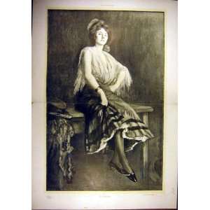  1901 Portrait Painting Gitane Lady Lavrut French Print 
