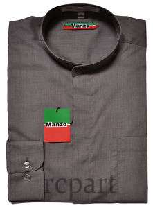 Gray Nehru Banded Collar Mens Shirts 18.536/37, 2XL  