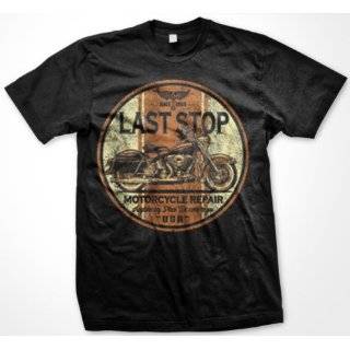 Last Stop Motorcycle Repair Mens Biker T shirt, Vintage USA Choppers 