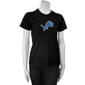  Reebok Detroit Lions Ladies Black Frosted T shirt Sports 