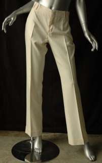 GUCCI Cream SILK Pinstripe Pant+Blazer Jacket Suit 44  