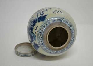 Chinese Blue White Porcelain Ginger Jar Foo Dog JUN1105  