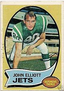 1970 Topps John Elliott 54 New York Jets Nice LOOK  