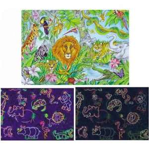  Glow in the Dark Puzzle Set   Jungle Eyes and Neon Safari 