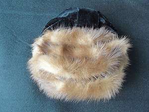   Elizabeth Ford Fur Hat w/Black Velvet Bow UNUSUAL NICE  
