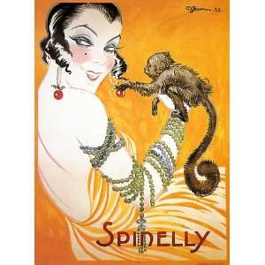  SPINELLY FRENCH ACTRESS MONKEY FRANCE VINTAGE POSTER REPRO 