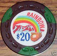 Old $20 RAINBOW CLUB Casino Poker Chip Vintage Antique  
