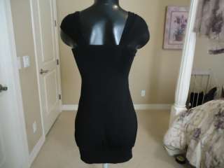 SKY BLACK DRESS TOP GOLD STUDDED LEATHER THIGH BAND NWT S, XS  