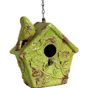  Ceramic Bird House Feeder Green 7x4.5x7.5 Patio, Lawn 