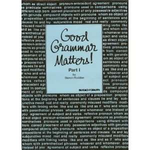  Good Grammar Matters (9780884325277) Steven Redden Books