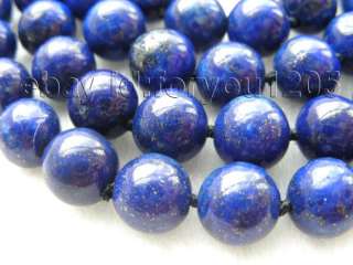 36 Genuine Natural 10mm Blue Lapis Lazuli Necklace 14k  