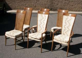   Sculpted Cane Back Dining Chairs w 2 Armchairs Dunbar Style  