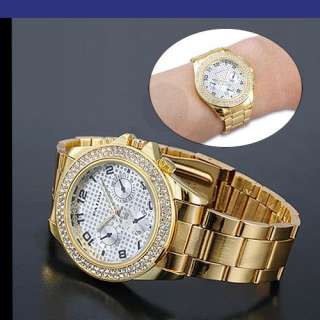   Mens Crystal Rhinestone Decorated Fashion Wrist Watch HOT  
