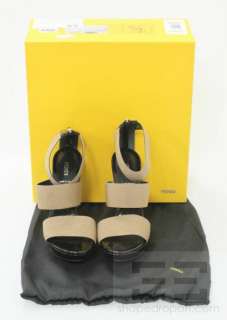   Black Patent Leather & Tan Zip Back Platform Heels Size 38 NEW  