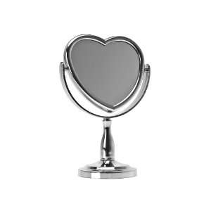 Wanted Brand Plastic Rotating Stand Up Heart Mirror, Silver:  