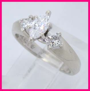 14kwg Marquise and Princess Diamond Wedding Ring .77ct  