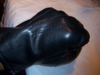 Mens Metropolitan Cashmere Lined Leather Gloves,Black  